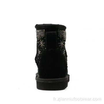 Vache en daim snowflake paillettes d&#39;hiver Bottes de neige extérieures